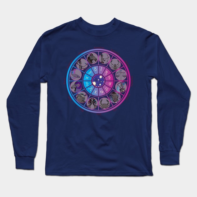 Starlight Zodiac Wheel Long Sleeve T-Shirt by The Cuban Witch